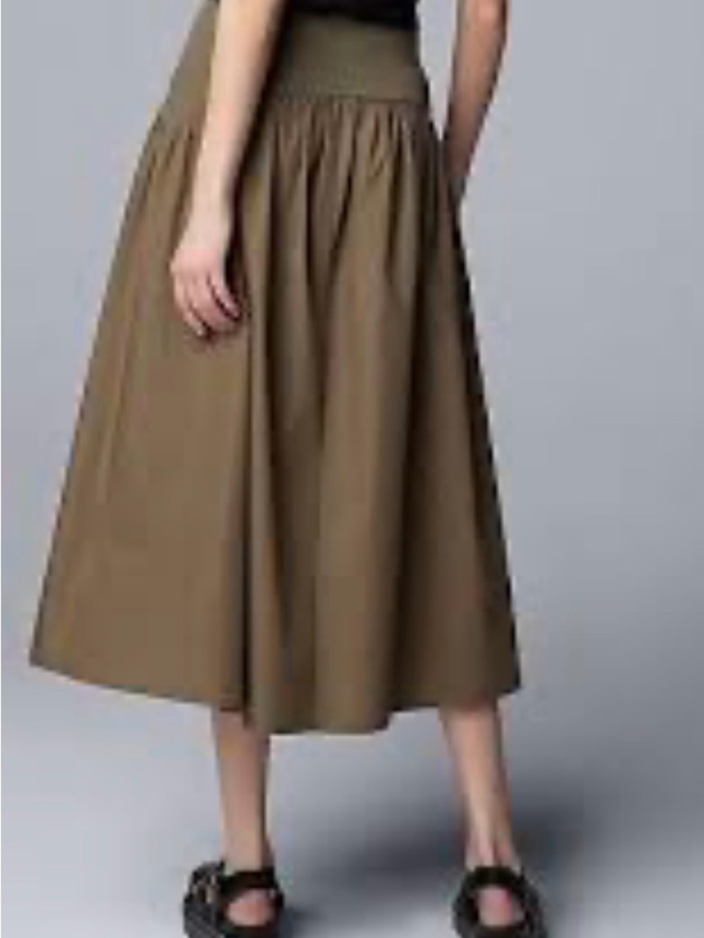 Simply Vera Vera Wang Olive Green A-Line Midi Skirt